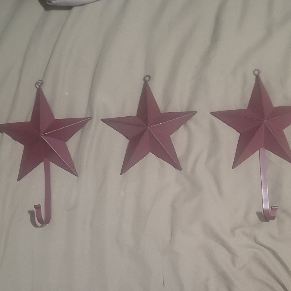 Rustic Star Wall Hooks - Set of 3